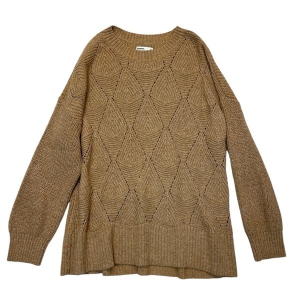 Sonoma Diamond Stitch Knit Sweater Gold Tan oversized crewneck ribbed Size XXL - Picture 1 of 8